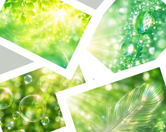 Green Light Printable Greeting Card Set, 12 Nature-Inspired Folded Cards