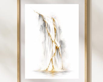 Kintsugi Waterfall Wall Art, Japanese Zen Printable Decor