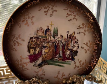 Vintage Schumann Arzberg Bavaria Plate The Coronation of Napoleon by David Gold Gilded Cabinet Plate German Porcelain  History Decor