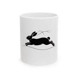 Black Rabbit Ceramic Mug, Cute Animal Coffee Cup, Perfect Gift for Animal Lovers, 11oz 15oz