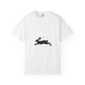 Playful Rabbit T-Shirt, Casual Wear, Gift for Animal Lovers, Spring Fashion, Eco-Friendly Clothing