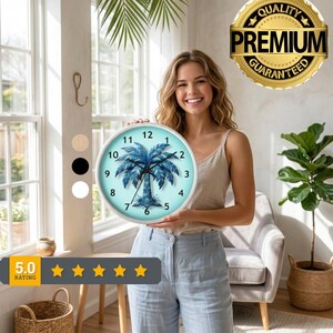 Bohemian Palm Tree Wall Clock: Beach House Accent, Functional Art Home Decor Gift