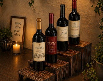 Wooden Tiered Display Risers – Stackable Farmhouse Dessert Stand (Set of 2)