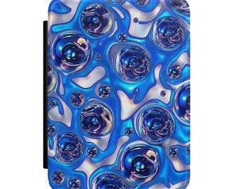 Funda estética para Kindle Paperwhite Y2K, cromada, abstracta, azul, para Kindle, estilo urbano futurista, compatible con Paperwhite de 11.ª y 12.ª generación.