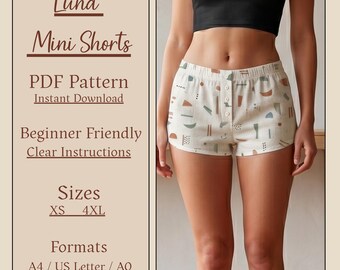 Luna Mini Shorts Sewing Pattern | High Stretch Knit Loungewear (PDF Download)