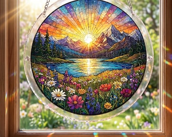 Wildflower Suncatcher Puzzle DIY Kit, Acrylic Window Hanging Decor, Adult Craft Kit, Floral Suncatcher, Rainbow Light Maker, Gift for Her