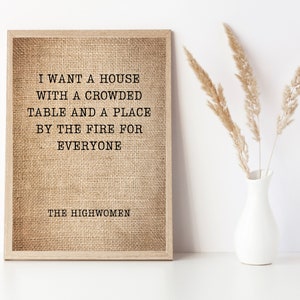 Crowded Table Lyrics | The Highwomen |  Printable Art | Instant Download