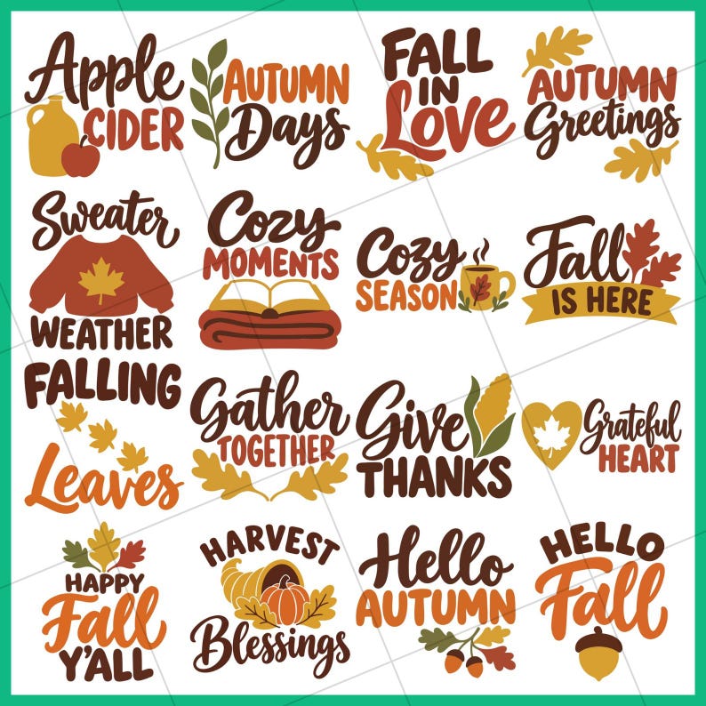 30 Fall SVG Bundle, Hello Fall and Autumn Quotes, Pumpkin PNG Designs ...