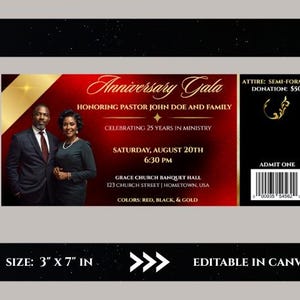 Church Banquet Ticket Template (Red)