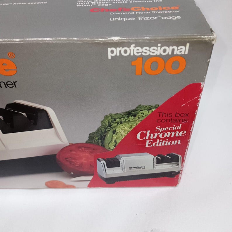 Vtg Chefs Choice Kitchen Knife Sharpener Chrome Professional 100 Heavy Duty image 2