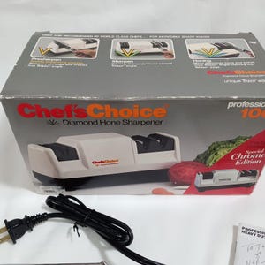 Vtg Chefs Choice Kitchen Knife Sharpener Chrome Professional 100 Heavy Duty image 7