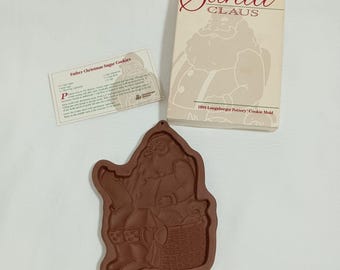 Santa Claus Cookie Mold Longaberger Pottery 1992 Original Box Collectible