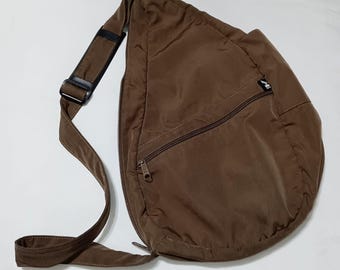 AmeriBag Healthy Back Bag Lg Crossbody Brown 19" Nylon Vintage Adjustable Strap