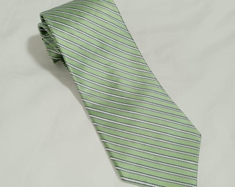 Tommy Hilfiger Vintage Silk Repp Stripe Tie – Mint Green, Made in USA