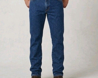 Wrangler Men's 13MWZGK Vintage Denim Cowboy Cut Straight 35 X32 Dark Wash