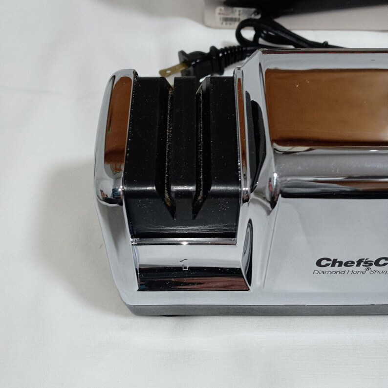 Vtg Chefs Choice Kitchen Knife Sharpener Chrome Professional 100 Heavy Duty image 4