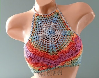 Top de crochê, top de corte de festival, bralette de festival, top de cor de verão, top de crochê, roupas de festival, corpete de crochê, top feminino, 2022
