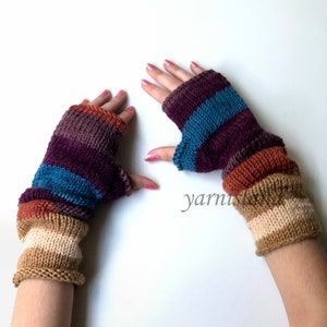 Gants colorés, Mitaines tricot, Gants longs femme, Accessoires femme, Gants au crochet, cadeau pour elle, idée cadeau, cadeau