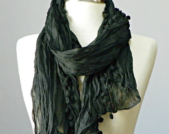 Black Scarf, women scarf cowl, spring fashion scarf, spring scarf, scarves, fabric scarf, women accessories, gift for her, fast delivery