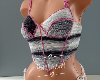 Top de crochê, top de corte de festival, bralette de festival, top de cor de verão, top de crochê, roupas de festival, corpete de crochê, top feminino, 2022
