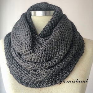 Christmas Sale, Knit scarf, infinity scarf, Cowl scarf, Dark gray scarf, Scarf, Circle scarf, Chunky scarves, Gift for her, Gift for him image 1