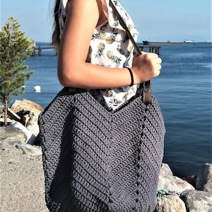 Mother&#39;s day sale, Crochet bag, shoulder bag, leather strap, crochet tote bag, crochet beach bag, boho beach bag, pumpkin crochet bag, gift