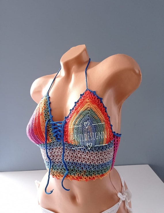 Crochet Top, Festival Crop Top, Festival Bralette, Summer Color Top, Crochet Bra, Festival Clothing, Crochet Bikini, Woman Top, 2022