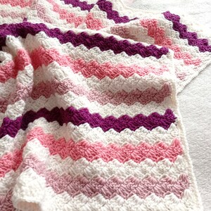 Baby blanket, crochet blanket, stripet blanket, handmade, crochet afghan throw, Baby Girl Blanket, Baby Shower Gift, Home Decor image 3