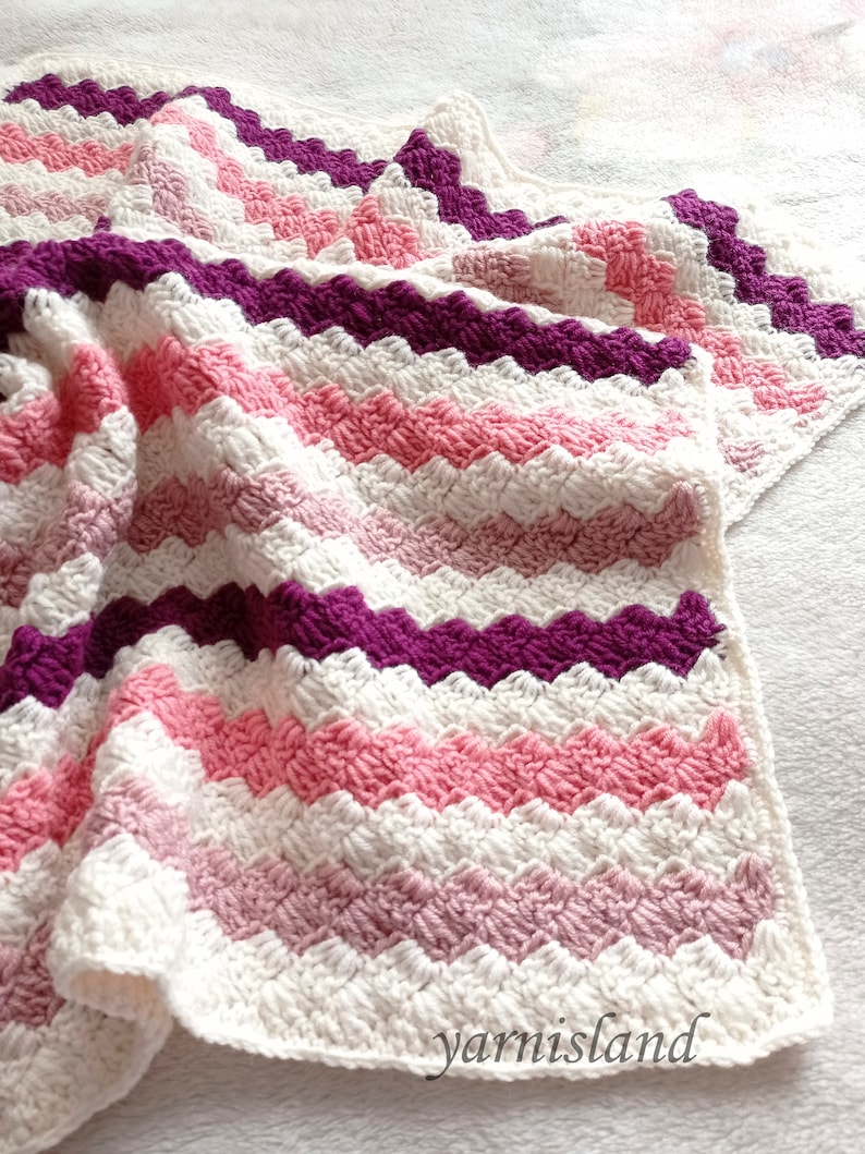 Baby blanket, crochet blanket, stripet blanket, handmade, crochet afghan throw, Baby Girl Blanket, Baby Shower Gift, Home Decor image 3