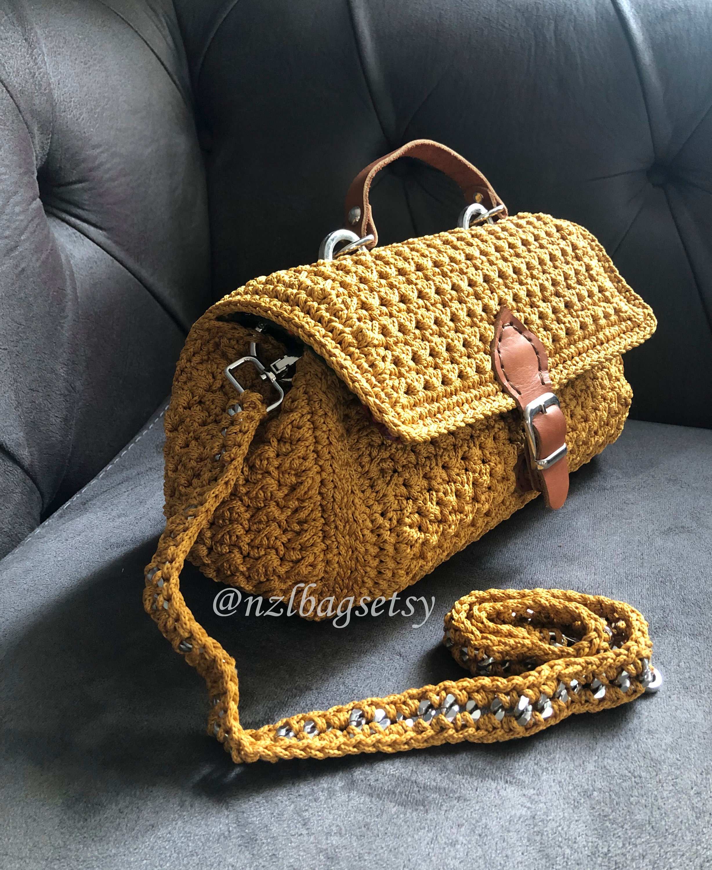 Mothers Day Sale Crochet bag shoulder bag chain strap | Etsy