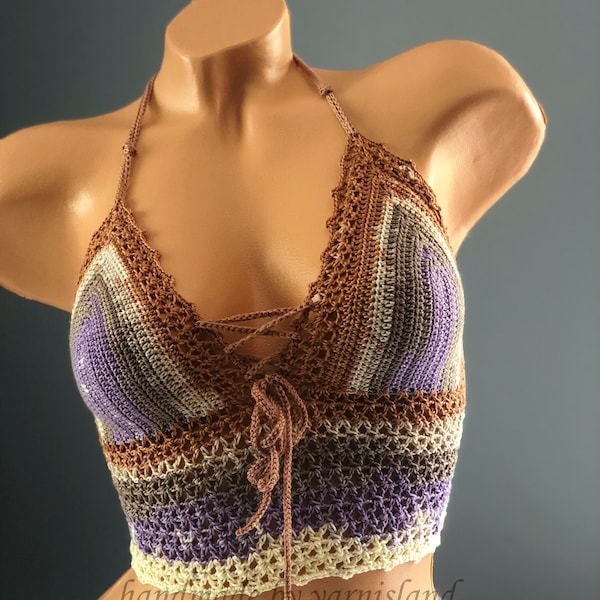 Crochet Top, Festival Crop Top, Festival Bralette, Summer Color Top, Crochet Halter Top, Festival Clothing, Crochet Bikini, Woman Top, 2021