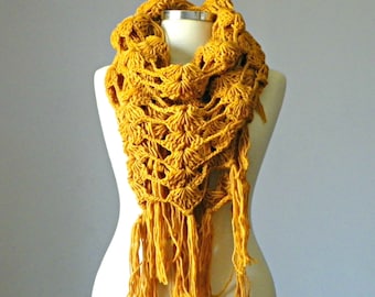 Sale, Crochet scarf, shawl scarf, fringe shawl, winter accessories, gift for her, winter accessories, long scarf shawl, Valentine's Day Gift