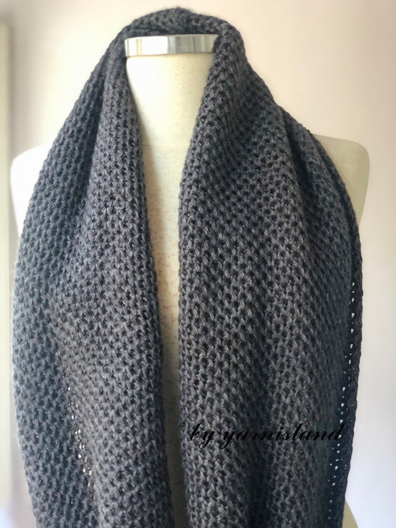 Christmas Sale, Knit scarf, infinity scarf, Cowl scarf, Dark gray scarf, Scarf, Circle scarf, Chunky scarves, Gift for her, Gift for him image 5