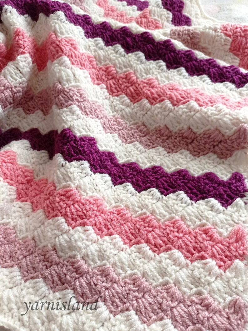 Baby blanket, crochet blanket, stripet blanket, handmade, crochet afghan throw, Baby Girl Blanket, Baby Shower Gift, Home Decor image 4