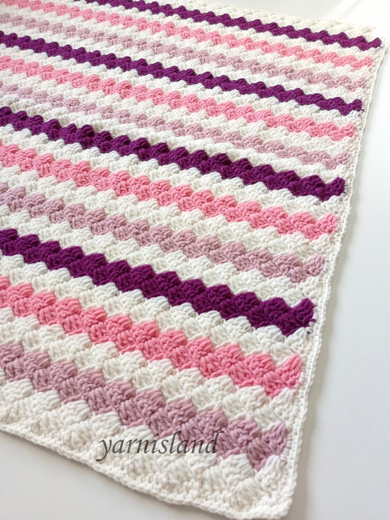 Baby blanket, crochet blanket, stripet blanket, handmade, crochet afghan throw, Baby Girl Blanket, Baby Shower Gift, Home Decor image 1