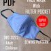 Face Mask Pattern, 2 Size Pattern, Adult Mask Pattern, Child Mask ...