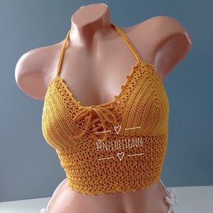 Virkad topp, Festival Crop Top, Festival Bralette, Sommarfärgad topp, Virkad BH, Festivalkläder, Virkad bikini, Damtopp, 2022 Color 6
