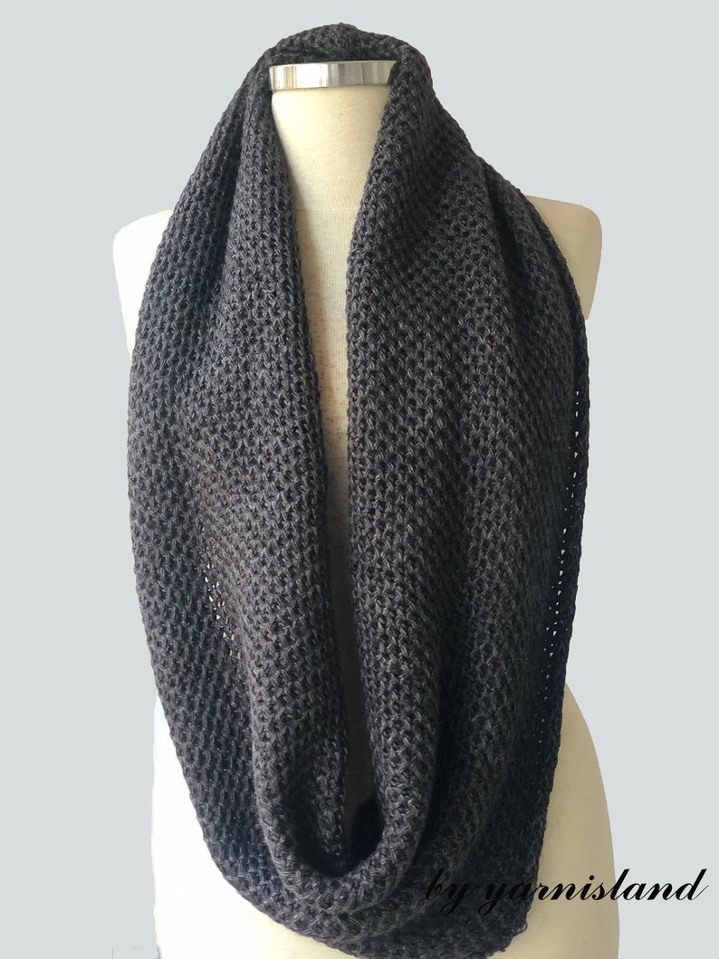 Christmas Sale, Knit scarf, infinity scarf, Cowl scarf, Dark gray scarf, Scarf, Circle scarf, Chunky scarves, Gift for her, Gift for him image 4