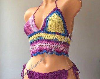 Crochet bikini set, Crochet Swimwear, Triangle bikini, Crochet swimsuit, Boho bikini, Bathing suit,Beach fashion, women bikini, gift for her