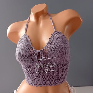 Virkad topp, Festival Crop Top, Festival Bralette, Sommarfärgad topp, Virkad BH, Festivalkläder, Virkad bikini, Damtopp, 2022 Color 4