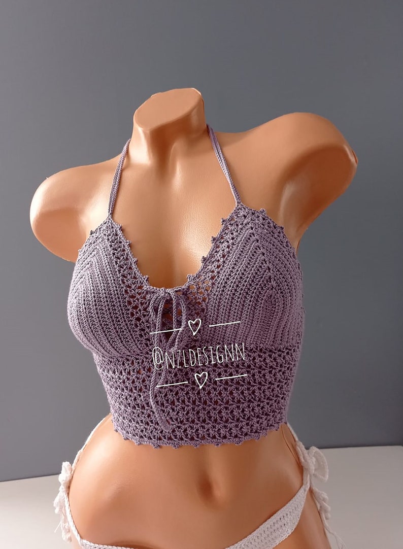 Virkad topp, Festival Crop Top, Festival Bralette, Sommarfärgad topp, Virkad BH, Festivalkläder, Virkad bikini, Damtopp, 2022 Color 4