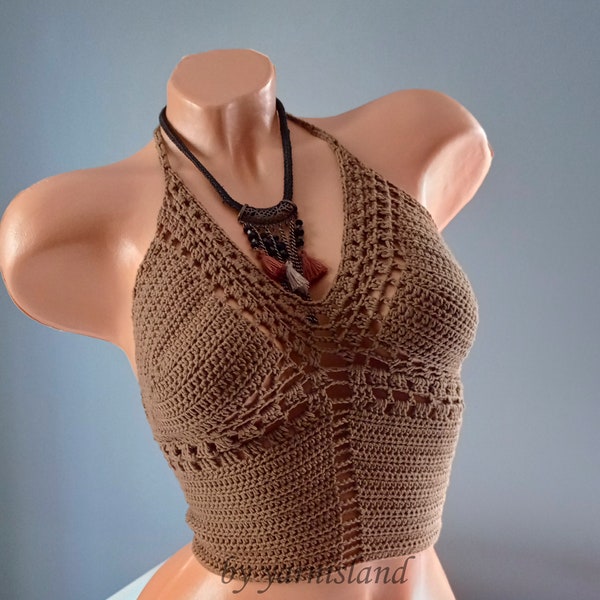 Haut au crochet, haut court festival, brassière festival, haut couleur estivale, haut dos nu en crochet, tenue de festival, bustier au crochet, haut pour femme