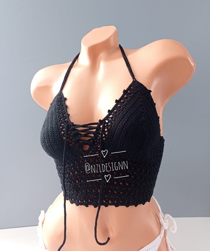 Virkad topp, Festival Crop Top, Festival Bralette, Sommarfärgad topp, Virkad BH, Festivalkläder, Virkad bikini, Damtopp, 2022 Color 5