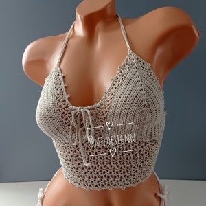 Virkad topp, Festival Crop Top, Festival Bralette, Sommarfärgad topp, Virkad BH, Festivalkläder, Virkad bikini, Damtopp, 2022 Color 3
