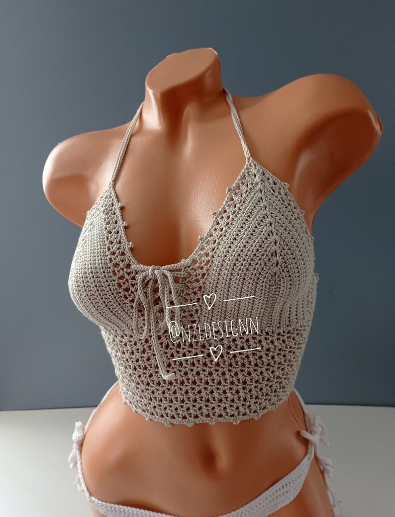 Virkad topp, Festival Crop Top, Festival Bralette, Sommarfärgad topp, Virkad BH, Festivalkläder, Virkad bikini, Damtopp, 2022 Color 3
