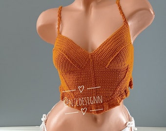 Top de crochê, top de corte de festival, bralette de festival, top de cor de verão, top de crochê, roupas de festival, corpete de crochê, top feminino, 2022