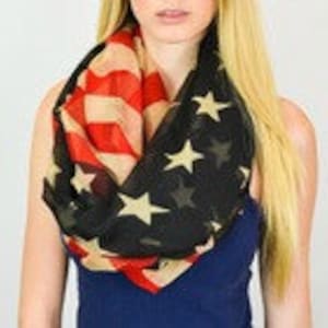 Scarf, US flag scarf, infinity scarf, American flag scarf, vintage us flag scarf, cowl scarf, circle scarf, chunky scarf image 3