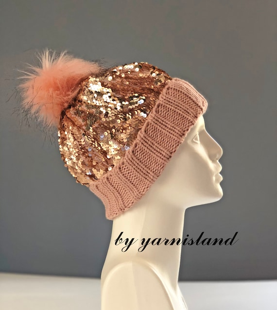 Christmas Sale, Knitted Winter Hat, Sequin Beanie, Shiny  display picture 1