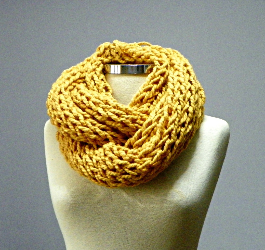 SALE, Knit Scarf, Cowl Scarf, Neck Warmer, Yellow Handmade Winter, Fall ...