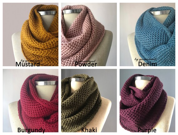 Christmas Sale Handmade Scarf Infinity Scarf Cowl Scarf Winter Accessories Unisex Circle Scarf Chunky Scarves Gift dea Etsy